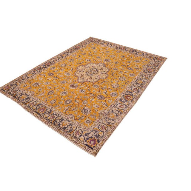 Shabby Chic Shabby Chic Vintage 1990's Orange/Blue Wool Rug - 9'11'' X 12'6'' For Sale - Image 3 of 10