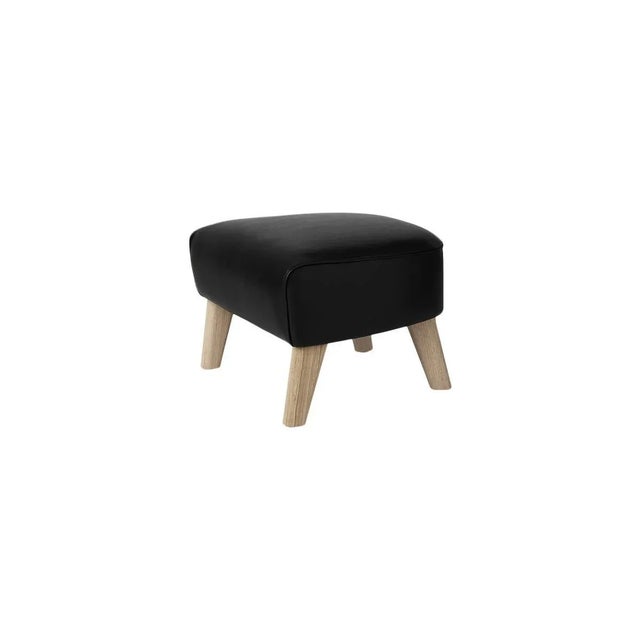 Contemporary Black Leather and Natural Oak My Own Chair Footstools by Lassen, Set of 4 For Sale - Image 3 of 6