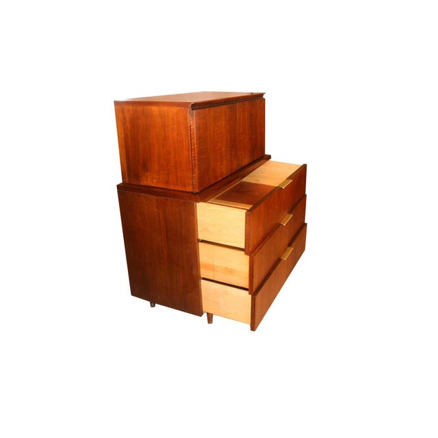 John Stuart Mid Century Highboy Walnut Dresser For Sale In Baltimore - Image 6 of 13