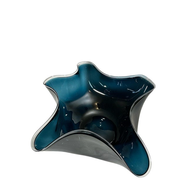 Contemporary Tropezana Blue Wave Glass Bowl For Sale - Image 3 of 4