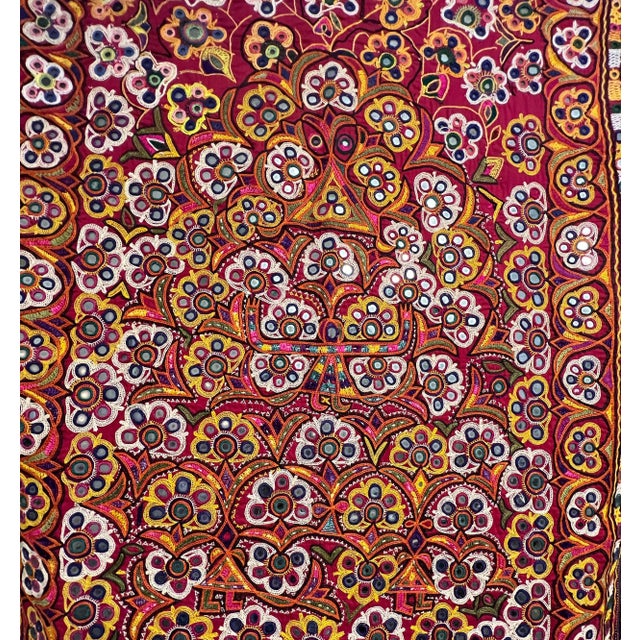 Antique 1920s Indian Gujarati Embroidered Tree of Life Wall For Sale - Image 4 of 6