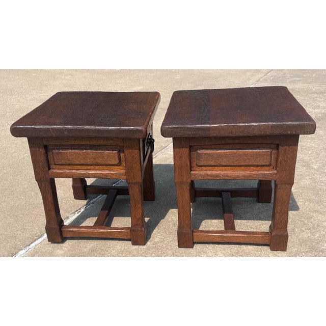 Early 20th Century Antique European Rustic End Tables - A Pair For Sale - Image 5 of 11