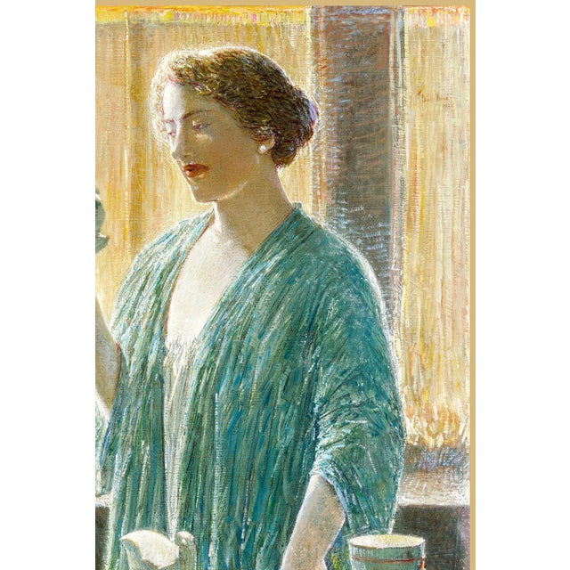1912 Vintage Tea Set Art Print, American Impressionist Woman Portrait by Childe Hassam - 28" X 28" For Sale In Buffalo - Image 6 of 9