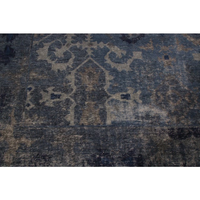 Traditional Navy and Smoke Blue Wool Rug From Rk Distressed Collection For Sale - Image 3 of 6