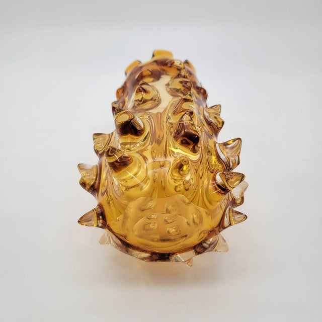 Vintage Murano Barovier & Toso Amber Mugnoni Art Glass Vase For Sale In Las Vegas - Image 6 of 10