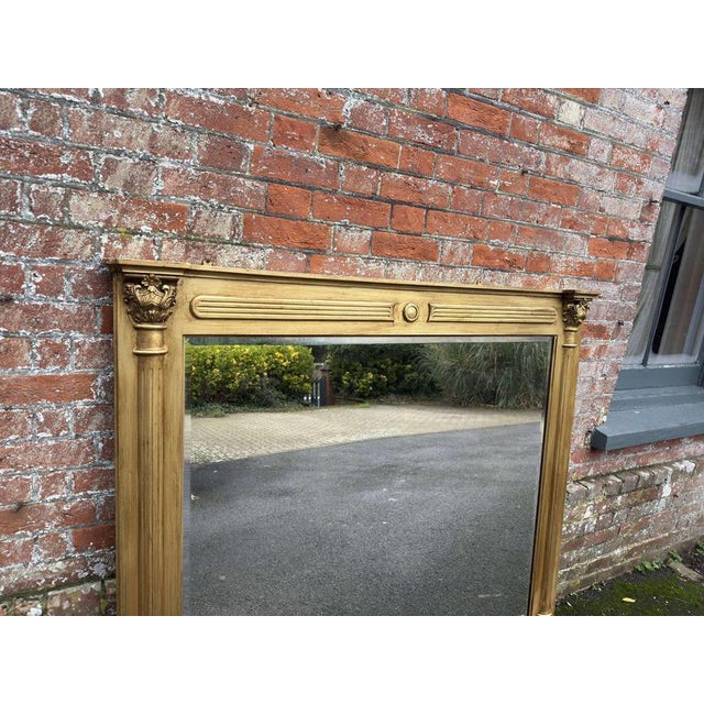 Large Antique English Carved Gilt Wood Column Mirror, 19th Century For Sale - Image 3 of 6