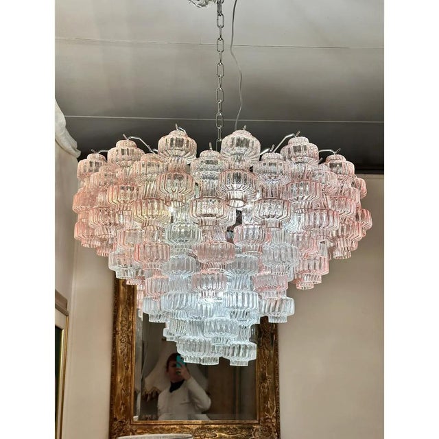 Romantic Venetian Pink Rigadin Manubri Murano Glass Chandelier by Simoeng For Sale - Image 6 of 10
