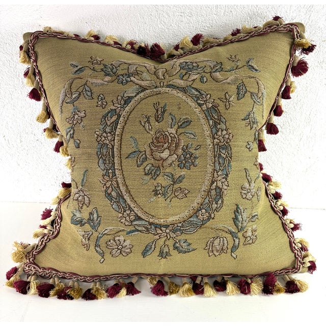 2020s Early 20th Century Tasseled Botanical Arcade Pillow For Sale - Image 5 of 9