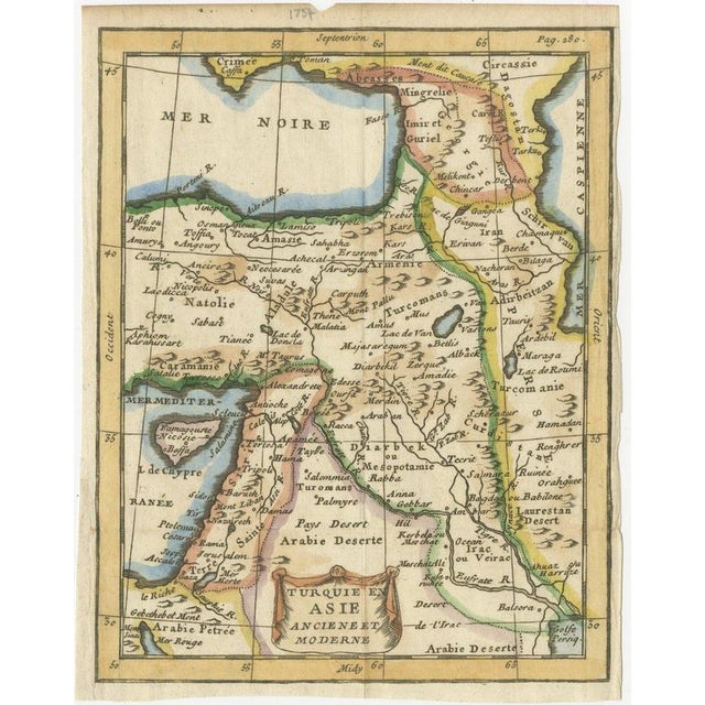 Antique Turkey in Asia Map with Cyprus and the Holy Land, 1760 For Sale - Image 3 of 12