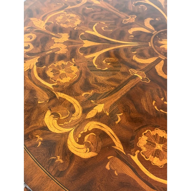 Traditional 1980s Tall Marquetry Top Center Table From Maitland Smith For Sale - Image 3 of 12