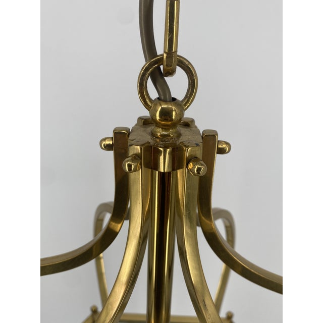 Metal Large Neoclassical Style Lantern in Brass and Glass For Sale - Image 7 of 18