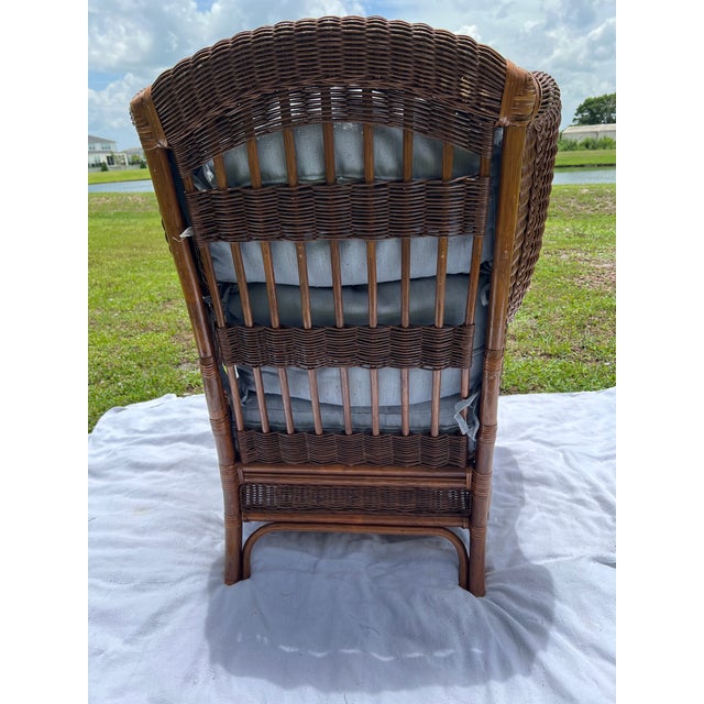 Vintage Mid-Century Bielecky Brothers, Rattan, and Wicker Wingback Lounge Chair For Sale - Image 11 of 15