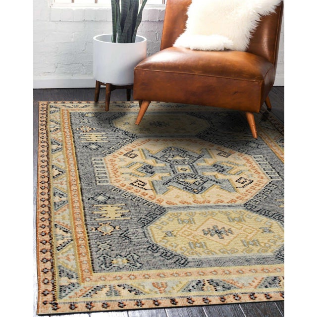 2020s 8x10 Luna Kilim Blue Traditional Medallion Hand Knotted Wool Carpet Rug For Sale - Image 5 of 10
