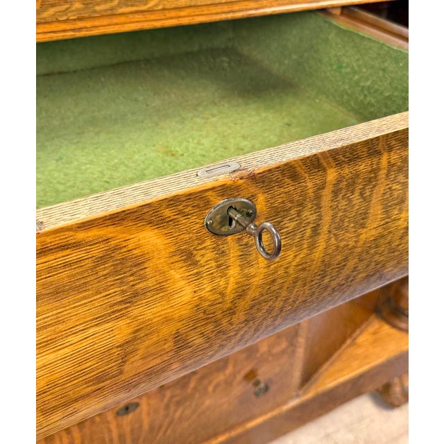 Antique Empire Quarterawn Oak Lions Paw Carved Sideboard Buffet Server For Sale - Image 12 of 18