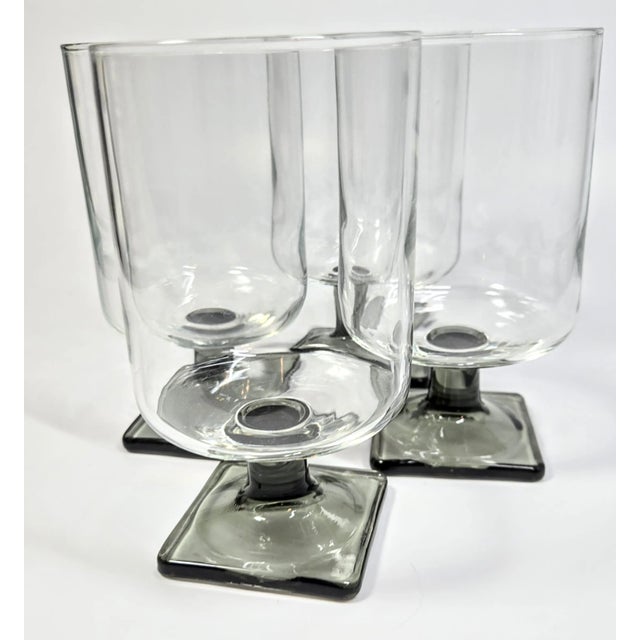 Grey Square Footed Goblets- Set of Four For Sale - Image 4 of 11
