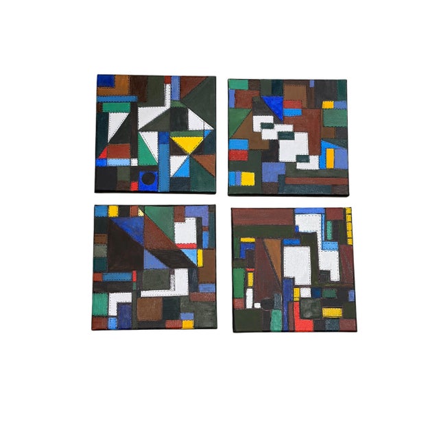 Abstract Mixed Media Acrylic Set of Four Panels Titled Bojagi by Yjr For Sale - Image 4 of 11