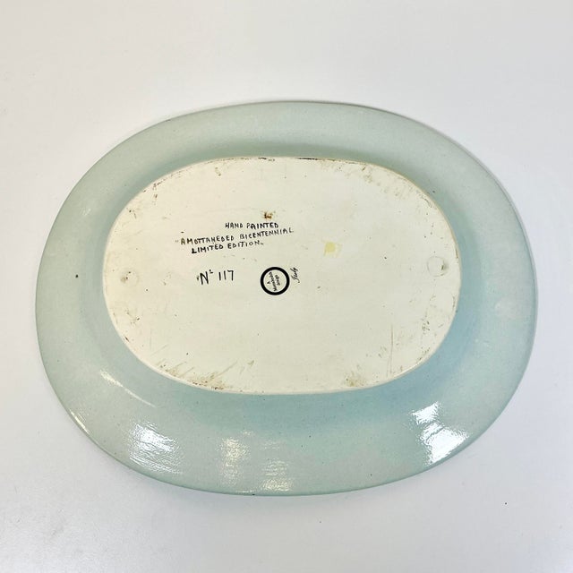 1976 Vintage Americana Nautical Coastal Mottahedeh Limited Edition Platter, U S Frigate Hornet Mast Ship For Sale - Image 17 of 17