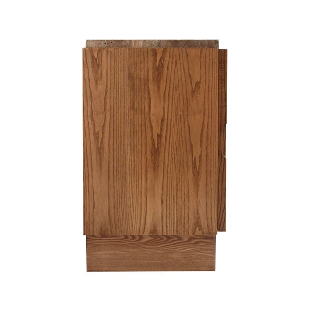 Vintage Italian Sideboards in Oak and Travertine, 2000, Set of 2 For Sale - Image 6 of 12