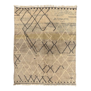 Organic Modern Beni Mrirt Moroccan Rug, 10'07 X 13'02 For Sale