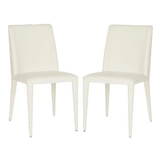 18'' Leather Side Chair in White - a Pair For Sale