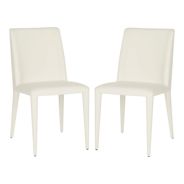 18'' Leather Side Chair in White - a Pair For Sale