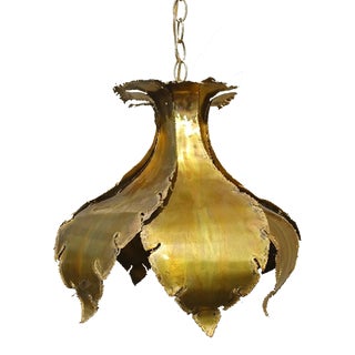 Vintage Mid 20th Century Brutalist Torch Cut Onion Pendant Lamp in the Sorenson Style For Sale