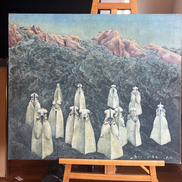 Oil on canvas abstract surrealism made in 1966 by Ernst influenced by mysticism occultism and feminist movement Based upon...