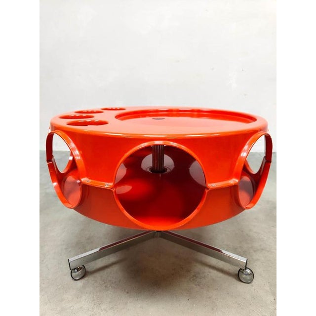 1970s Vintage Space Age Dutch Orange Rotorbar Trolley, 1970s For Sale - Image 5 of 7