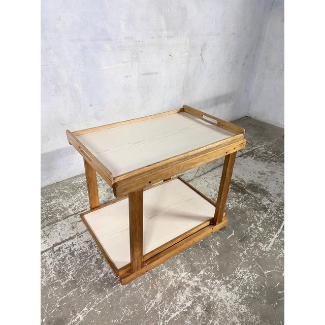Mid-Century Oak & Formica Two-Tier Drinks Trolley, 1960s For Sale - Image 4 of 9