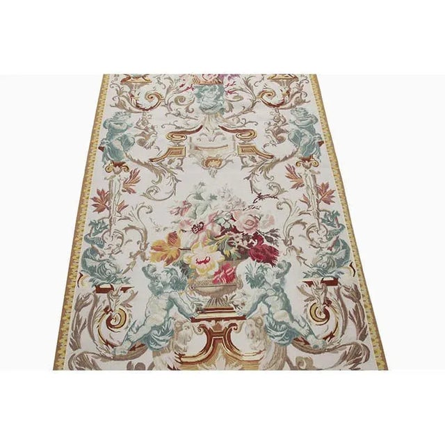 French Country 1990s Cherubs & Floral Bouquets Vertical Tapestry For Sale - Image 3 of 8