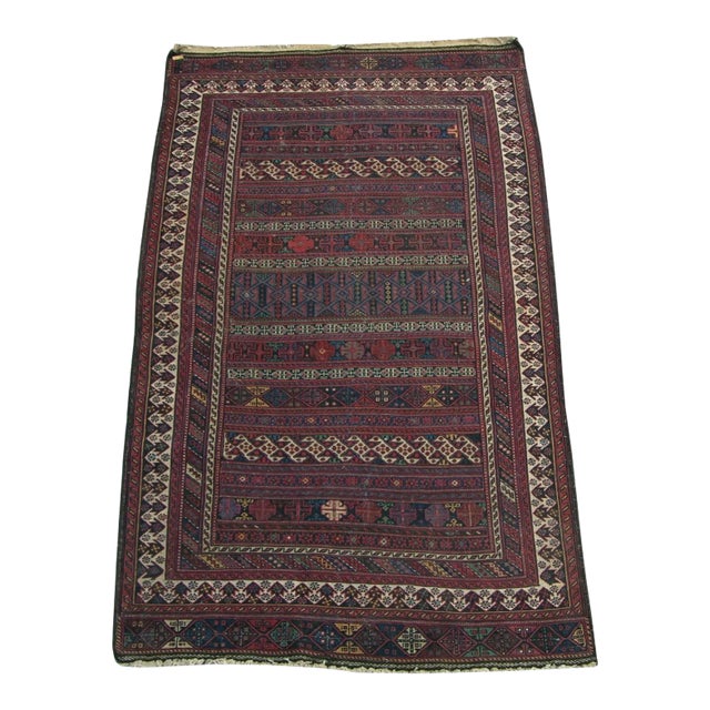 1920s Vintage Flat Weave Decorative Soumak Rug For Sale
