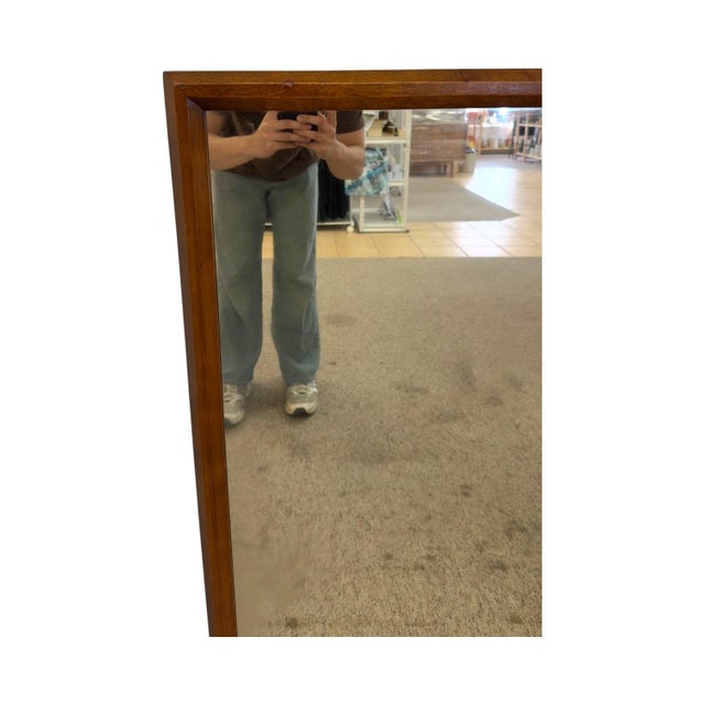 Wood Vintage Mid-Century Modern Wood Frame Wall Mirror For Sale - Image 7 of 8