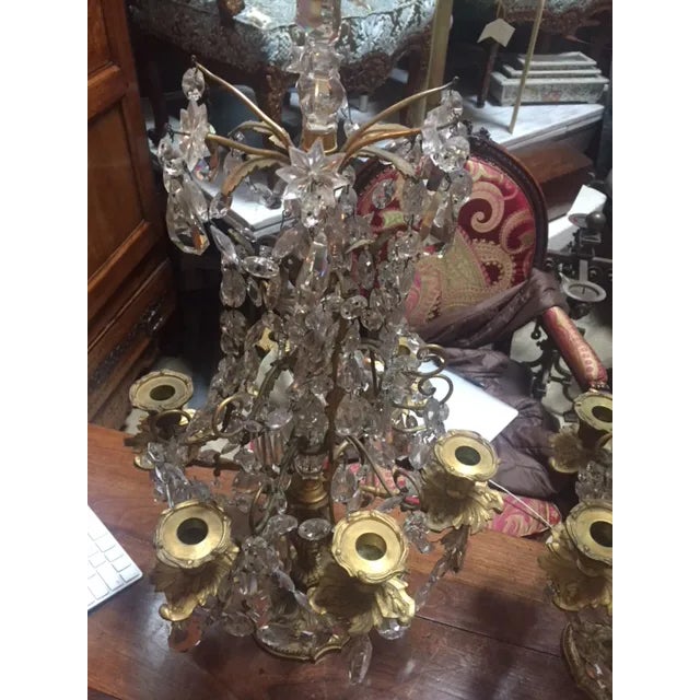 Early 19th Century French Dore Bronze & Crystal Girandoles - a Pair For Sale - Image 10 of 12