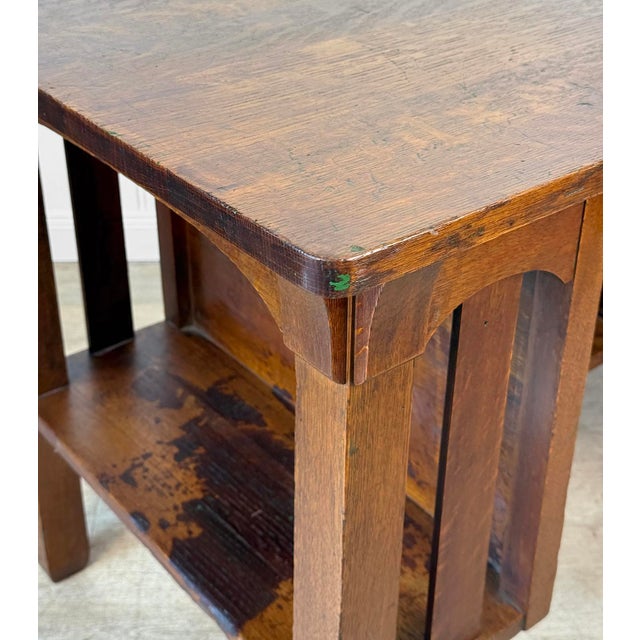 Antique Arts & Crafts Quartersawn Oak Partners Library Desk For Sale - Image 12 of 14
