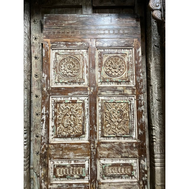 Vintage Carved Barn Door | Rustic Distressed Statement Piece 80x35 For Sale - Image 4 of 10