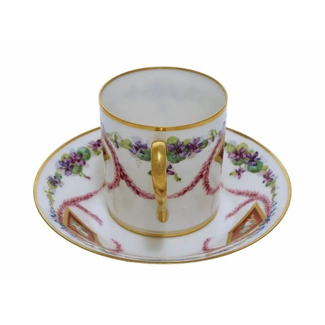 19th Century Sevres Porcelain Demitasse Cup and Saucer Signed Gift For Sale In Philadelphia - Image 6 of 8