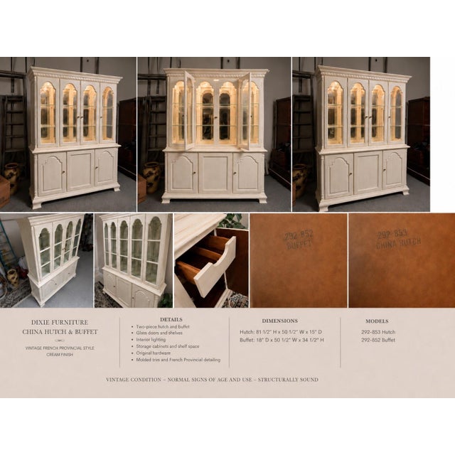 Vintage Dixie Furniture French Provincial Lighted China Cabinet For Sale - Image 12 of 14