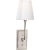 Hulton Sconce in Polished Nickel with Crystal Backplate and White Glass Shade Designer: Thomas O'Brien Height: 17"...