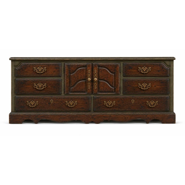 1960s 1960s Monumental Mediterranean Revival Solid Pine Dresser in Old World Olive & Coffee Mahogany For Sale - Image 5 of 6