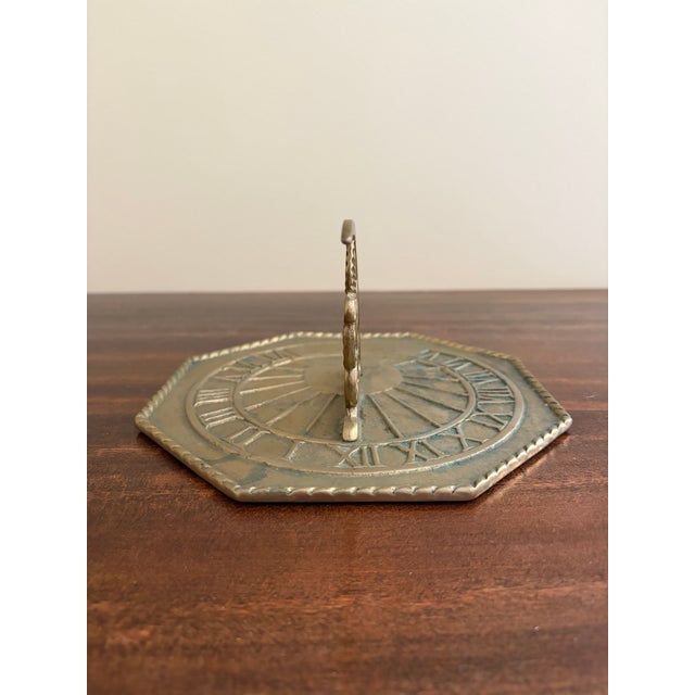 Late 20th Century Classical Brass Garden Sundial With Roman Numerals – English Estate Outdoor Decor For Sale - Image 5 of 7