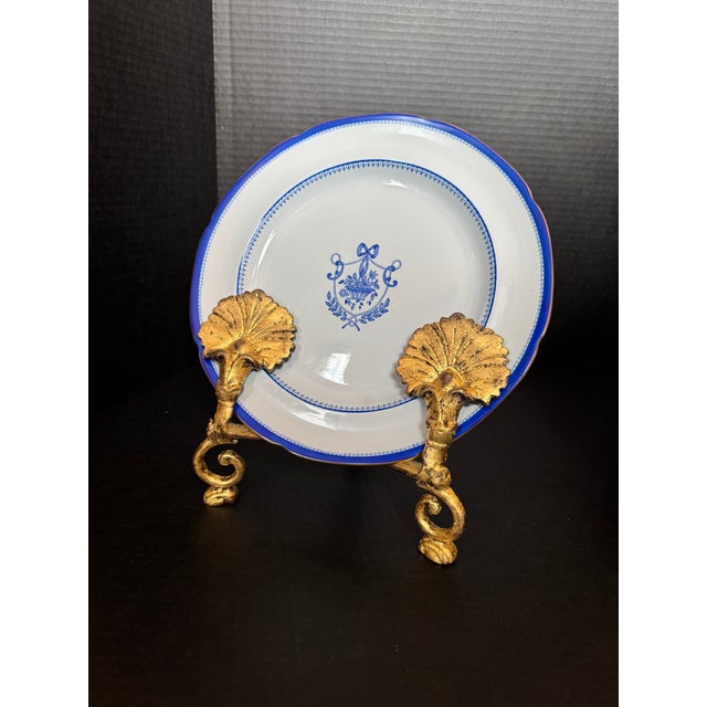 Vintage Gilt Wrought Metal Plate or Cookware Lid Holder Display Stands- A Pair For Sale - Image 10 of 12