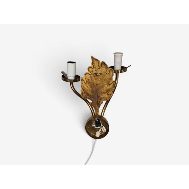 1950s Swedish Modern, Double Wall Light, Brass, Opaline Glass For Sale - Image 10 of 10