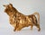 Extraordinarily beautiful and rare ceramic bull sculpture in gold finish with an incredible hand-hammered texture....