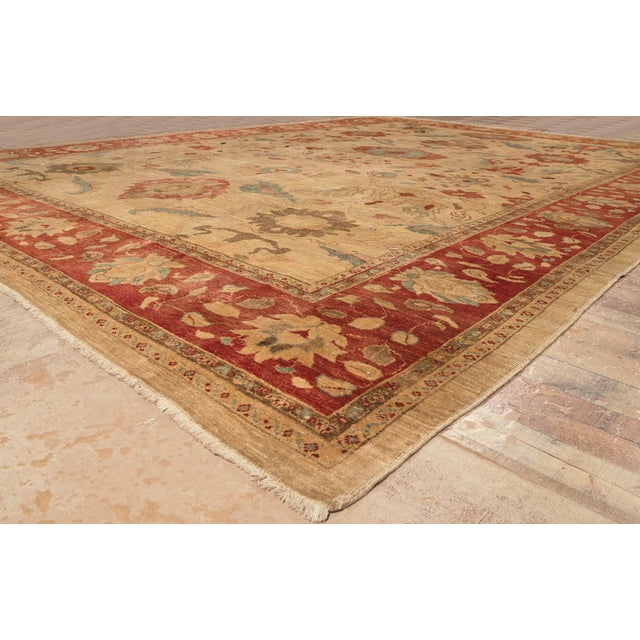 Tan Vintage Persian Sultanabad Rug, 13'07 X 18'04 For Sale - Image 8 of 10
