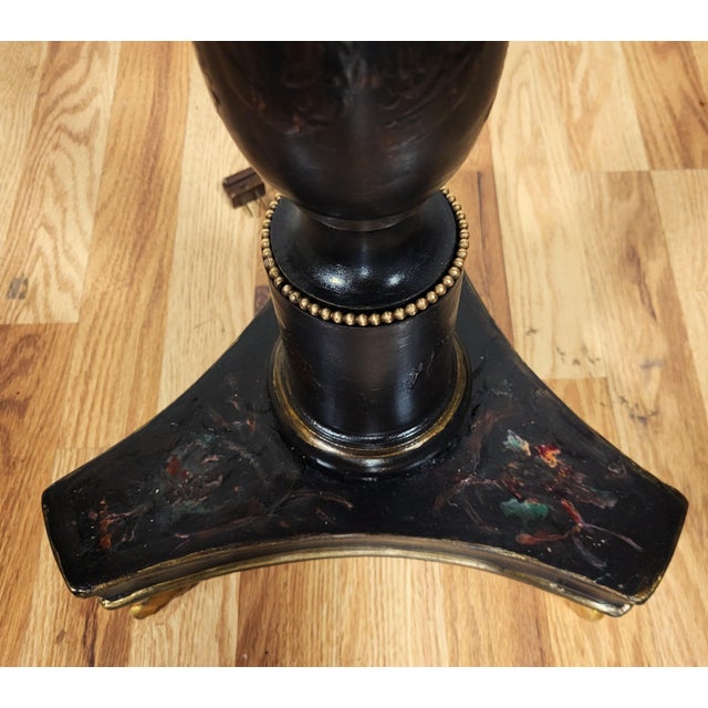 Antique English Regency Black Laquered Chinoiserie & Bronze Telescopic Lamp Table For Sale - Image 9 of 18