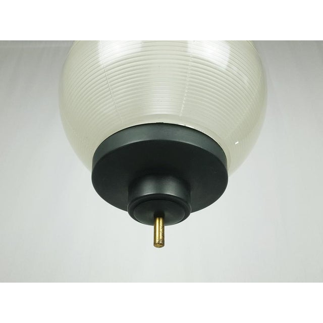 Azucena Mid-Century Black Aluminum Azucena Pendant Lamp with Brass & Molded Glass Shade, 1950s For Sale - Image 4 of 9