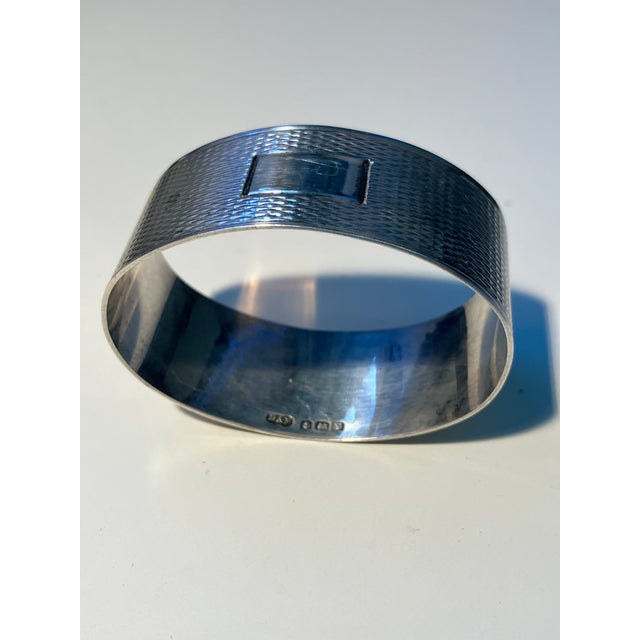 Vintage Deakin & Francis English Sterling Silver, Engine Turned Napkin Ring, Circa 1945 For Sale - Image 4 of 6