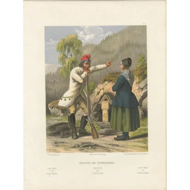 Paper Norwegian Hunter and Woman in Gudbrandsdal Dress, 1860, Paper For Sale - Image 7 of 10