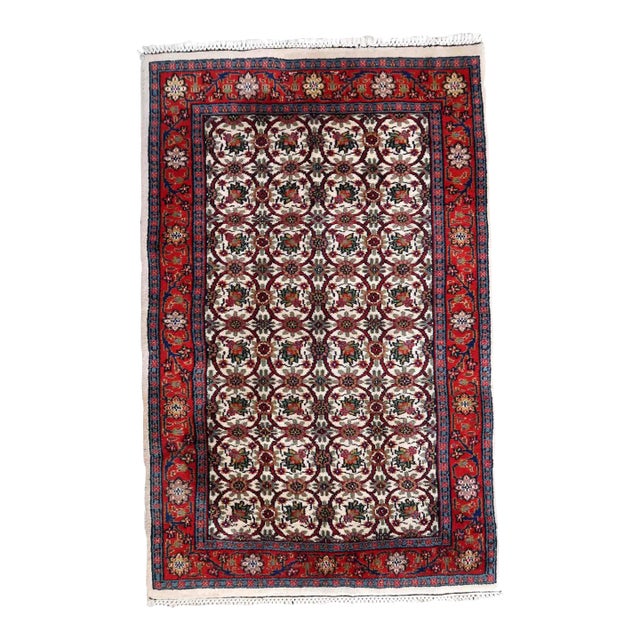 1970s Handmade Vintage Indian Mahal Rug 2.5' X 4.1' For Sale