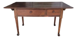 18thc Walnut Tavern Table With Drawers